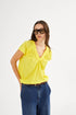 Rabens Saloner cotton v-neck top dipsy sunshine yellow